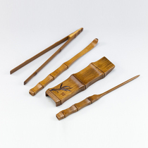 Lushuishanfang Taiwan handmade bamboo carving tea device Liao Yi Male square bamboo tea set
