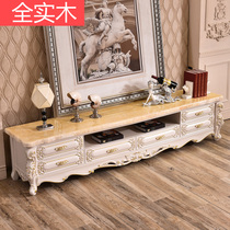 Marble European Solid Wood TV Cabinet Tea Combination Simple Modern Cabinet Living Room Furniture Set Combination