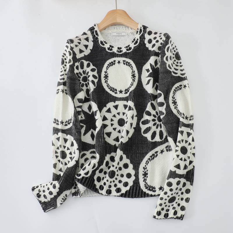 Export Surplus Soft Wool Women's Black and White Snowflake Autumn/Winter Round Neck Pullover Long-Sleeve Knitted Sweater Base Layer Export Surplus Soft Wool Women's Black and White Snowflake Autumn/Winter Round Neck Pullover Long-Sleeve Knitted Sweater Base Layer