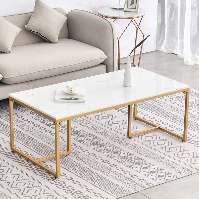 Nordic Iron Art Marble Tea Table Minima Modern Small Family Style Living Room Rectangular Tea Table Multifunction Small Tea Table