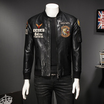 Tide card mens leather clothes 2019 autumn and winter new Korean version trendy leather jacket jacket casual big code handsome gas locomotive clothes