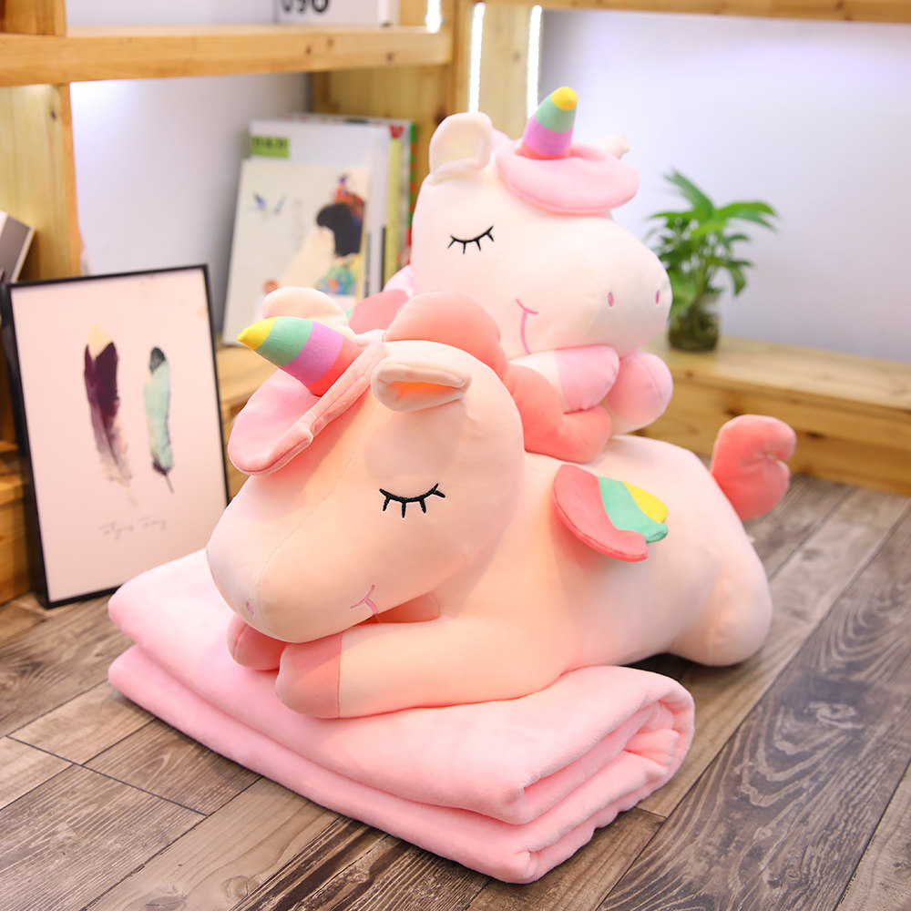 Office Car Holding Pillow Quilt Double Purpose Multifunction Afternoon Nap Pillow Air Conditioning Blanket Coral Suede Personality Cute Woman