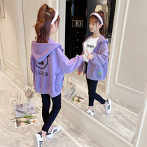 Girls coat Spring and Autumn 2023 new childhood gas fashion tops in winter clothes for large children loose and plug - in jacket
