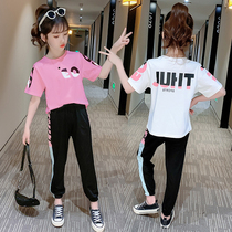 Girls Summer Clothes 2023 Net Red New Gas Children Sports Two Pieces of Girls Short Sleeve Clothes