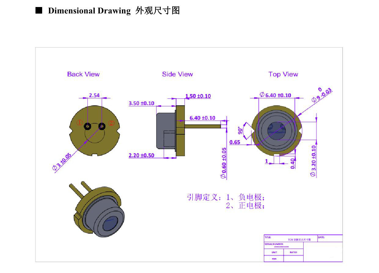 Description Picture 6 of item1PCS New Original TO9mm 808nm 3W High Power Infrared Laser Diode
