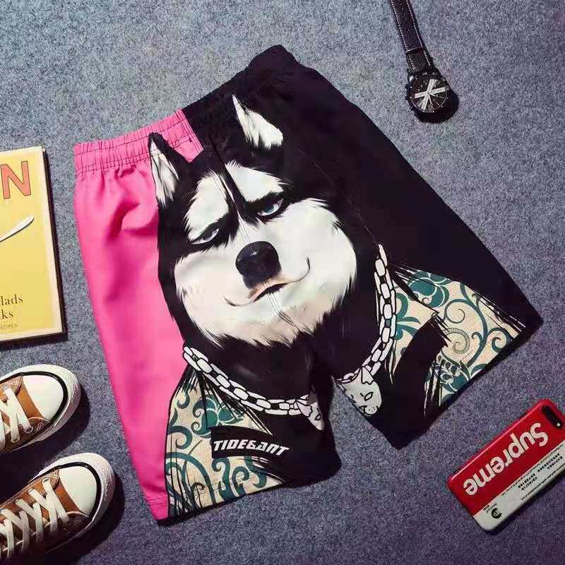 Cangishi Yishu joint casual shorts men's summer large size loose beach pants couple quick-drying printing five-point pants tide