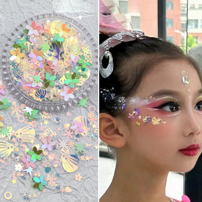 Face Makeup, Face Stickers, Mermaid Shell, Fish Scales, Mermaid Eye Makeup, Glitter, Children's Stage Makeup, Photo Shoot