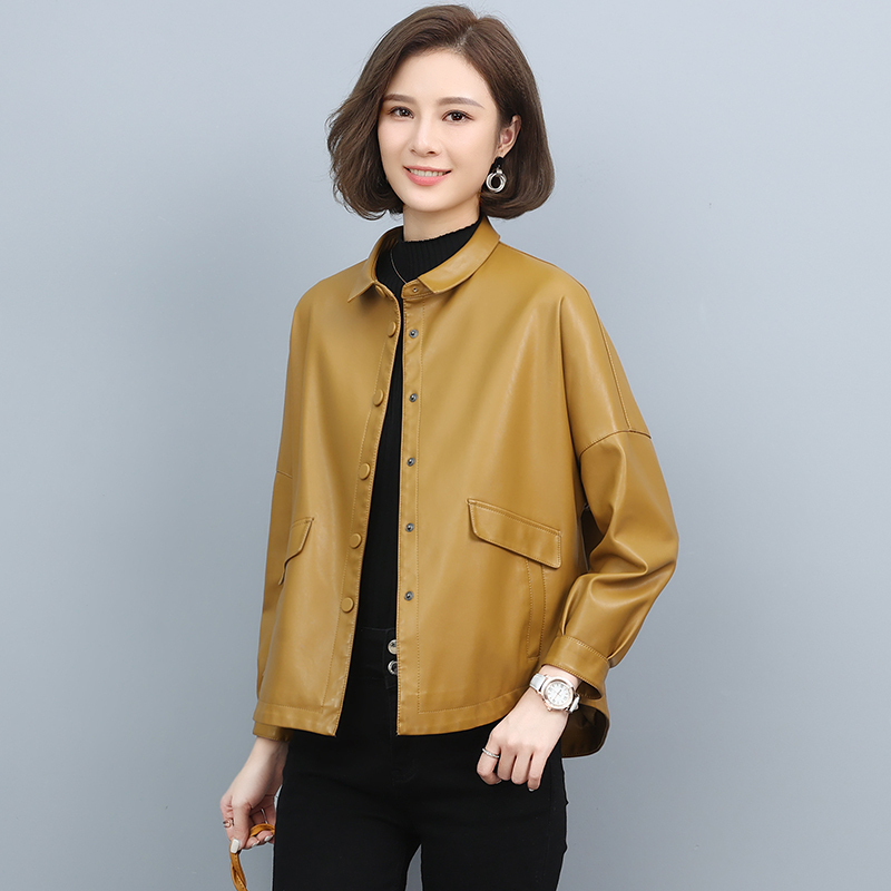 Haining Genuine Leather Jacket for Women, Short Style, Sheepskin, Loose and Fashionable Leather Jacket, Korean Version, 2026 New Spring Style