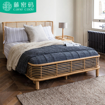 Rattan password Nordic bed net red hotel rattan furniture rattan simple Japanese ins style 1 8 meters rattan Art double bed