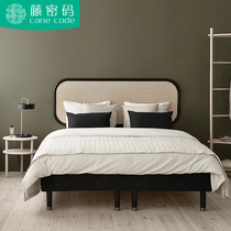 Rattan code Nordic solid wood bed rattan rattan art furniture hotel apartment B & B creative furniture ins style
