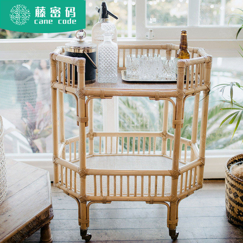 Vine Cryptography RATTAN SHELF HOTEL FOLK ACCOMMODATION SMALL CART DINING CAR RATTAN CHEDINE SHELF FLOWER SHELF STORAGE RACK-TAOBAO
