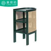 Rattan password Nordic Wood rattan side cabinet bedside cabinet corner bedside table simple bedroom simple small cabinet