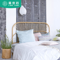 Rattan password Northern rattan bed European rattan art bedside rattan 192 braided bed simple creative B&B rattan solid wood art rattan backrest ins