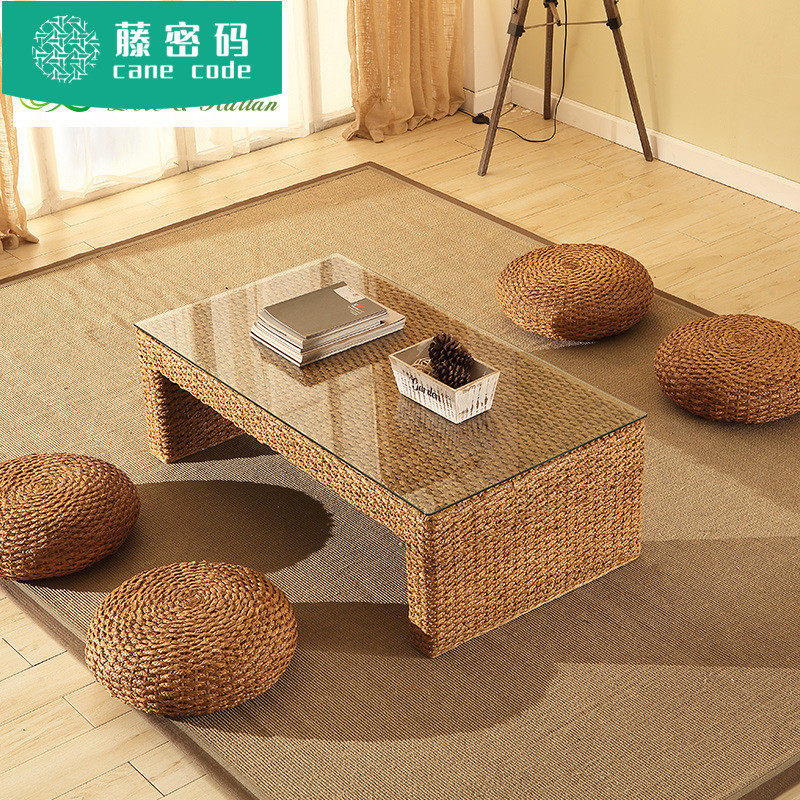 Indonesian rattan tatami space and room chair Japanese leisure rattan chair tea room seat bay window sill rattan chair combination TD