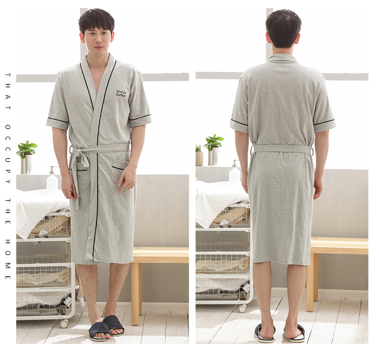 Áo ngủ nam mùa hè yukata cotton yukata áo choàng và áo choàng nightdress nam áo mùa hè dài mỏng đồ ngủ