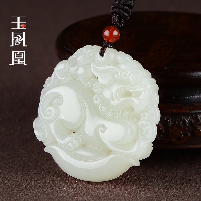 Double-sided Carved Pixiu Pendant Hetian Jade Money Rolling Jade Pendant Lucky Pixiu Jade Pendant Necklace for Men and Women