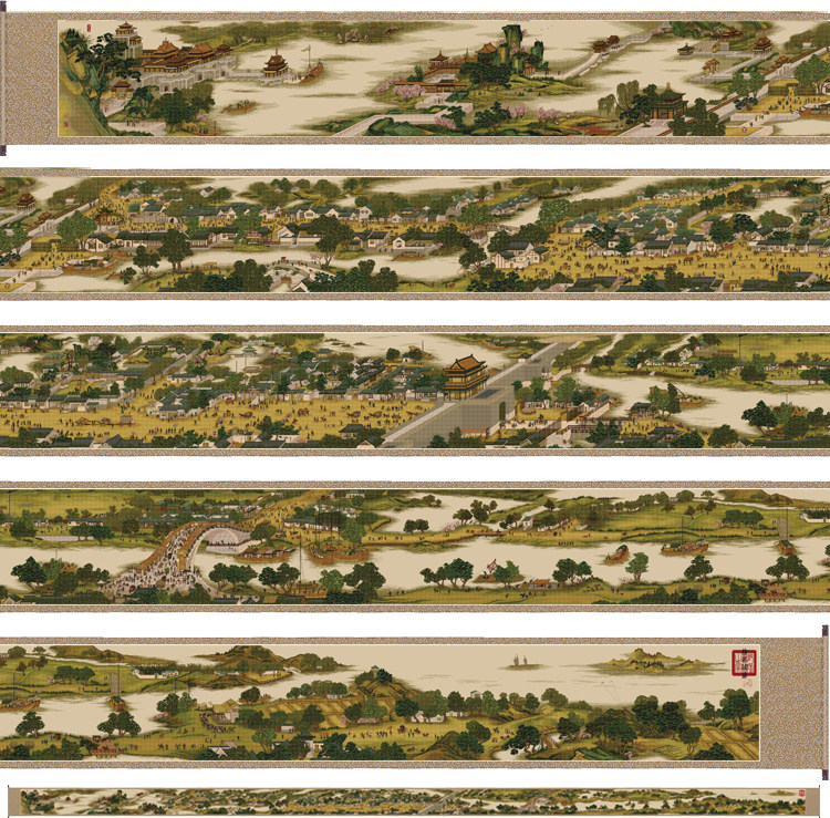 ABV pure cotton cross stitch printing top ten famous paintings Chinese style Qingming Shanghe picture full volume 22 meters