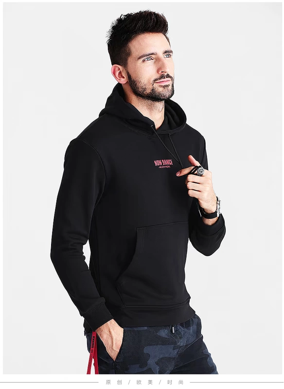 Áo len nam mùa thu 2019 mới hip hop trùm đầu phiên bản Hàn Quốc của thương hiệu áo hoodie mùa xuân và áo khoác nam mùa thu - Áo len