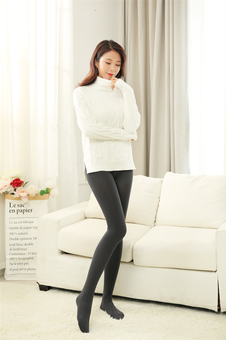 Mùa xuân và mùa thu cơ bản rompers vớ vớ màu da thịt Phụ nữ mùa thu và mùa đông mặc bên trong và bên ngoài cộng với chân dài nhung mỏng nhung quần tất 4d