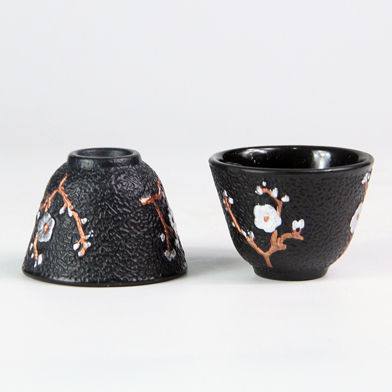 Sketching Plum Blossom Iron Cup Cast Iron Tea Cup Tea Drinking Cup Iron Pot Kung Fu Tea With Matching Iron Cup Raw Iron Cup Smelling Cup Smelling Cup