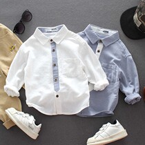 Children's shirt boys spring and autumn 2021 new spring baby shirt long sleeve children's spring coat cotton white