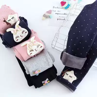 Children's wear girls pants Spring and Autumn plus velvet one-year-old girl baby wearing pants