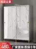 Wardrobe Modern simple household bedroom Light luxury Nordic sliding door rental room with solid wood large cabinet Simple wardrobe