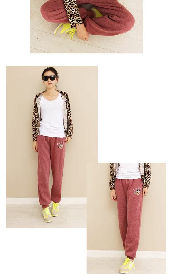 Quần cashmere cashmere cộng với quần nhung dày, quần bảo vệ mùa thu và mùa đông quần lỏng lẻo phiên bản Hàn Quốc cộng với quần thể thao cỡ lớn chất béo các kiểu quần nữ đẹp