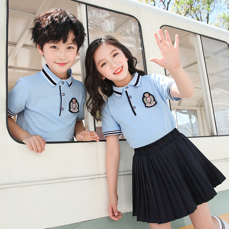 Summer set kindergarten short sleeve garden dress summer cotton graduation photo college style children's class uniform primary school uniform