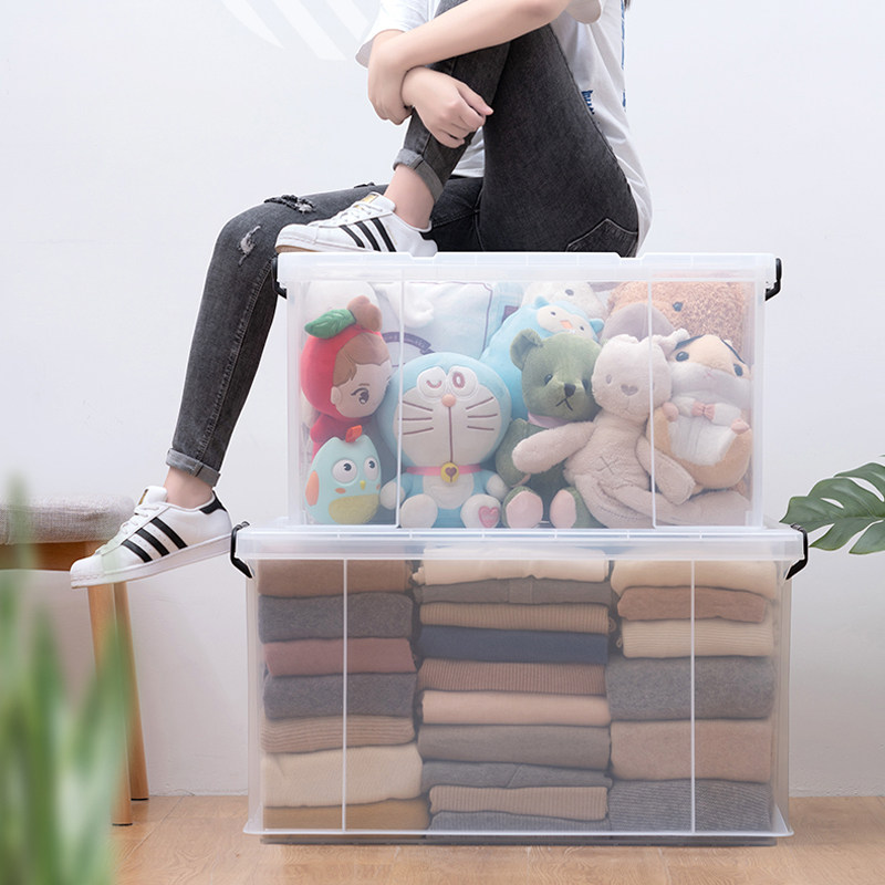 jeko teineste large number containing box thickened transparent plastic case home clothes storage finishing box weekly transfer box