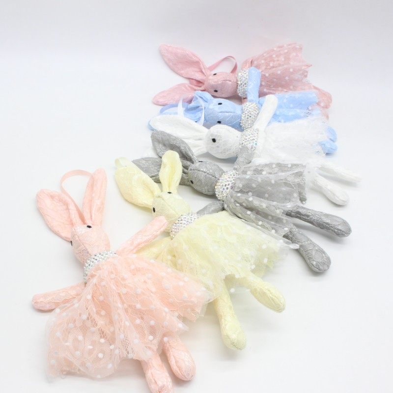 包邮镶钻许愿兔公仔汽车钥匙扣 韩国绒蕾丝纱裙兔包挂件 创意礼品详情4