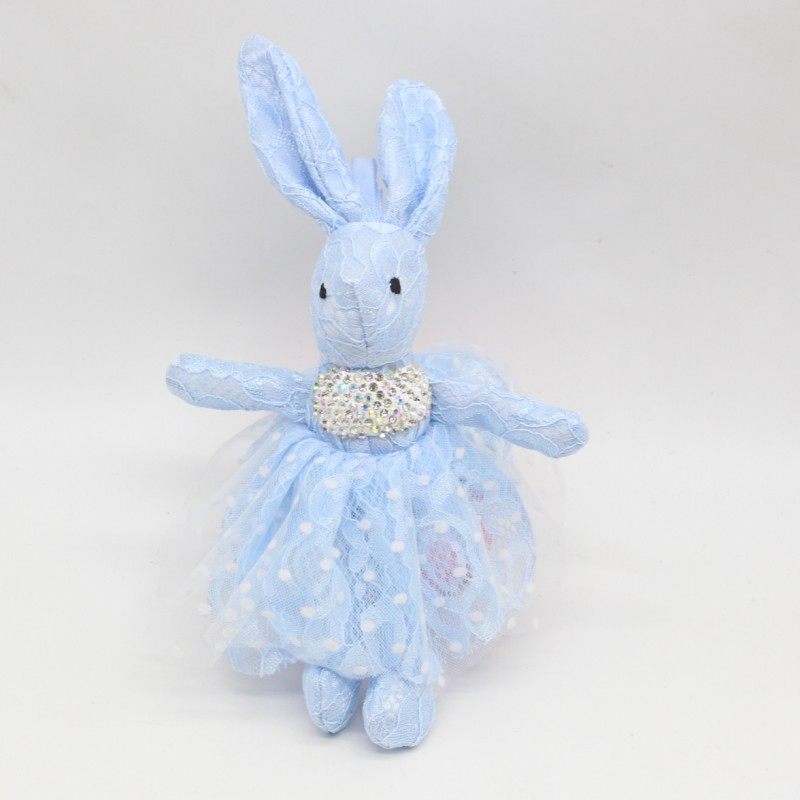 包邮镶钻许愿兔公仔汽车钥匙扣 韩国绒蕾丝纱裙兔包挂件 创意礼品详情7