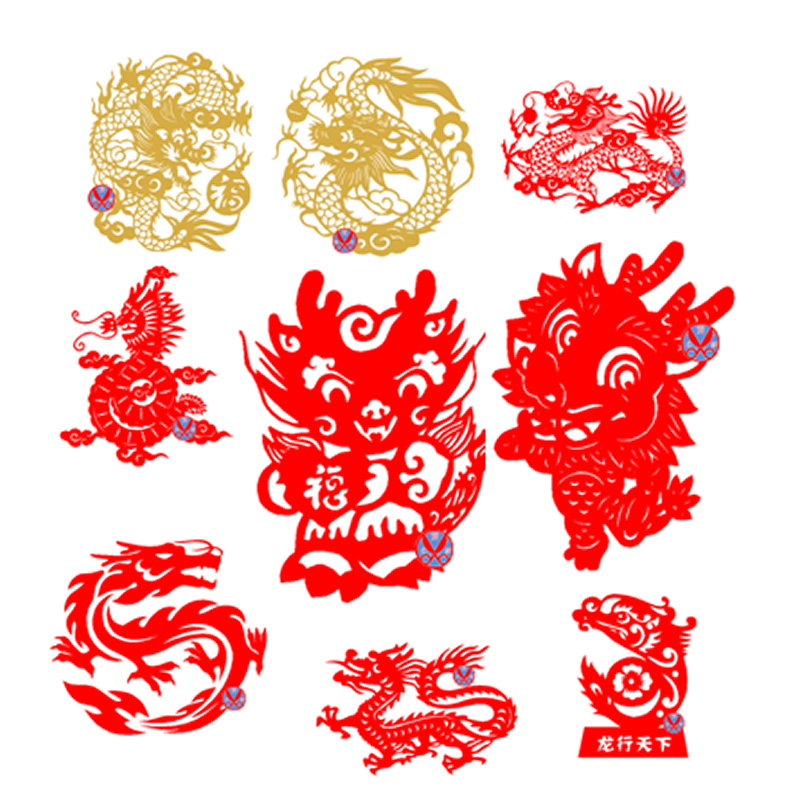 HOLLOWED-OUT ADHESIVE DRAGON CUT PAPER WALL STICKER GLASS WINDOW STICKER CARTOON DUOZODIAC ZODIAC DRAGON WINDOW FLOWER GOLD IS THE TIME STICK