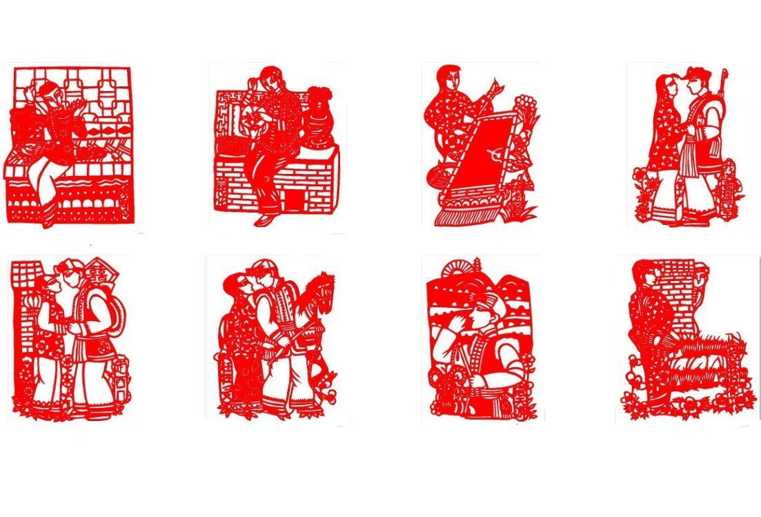 Large number hollowed-out adhesive Shaanxi Folk cut paper window Flower Shaanxi customs glass window sticker waterproof sunscreen back glue