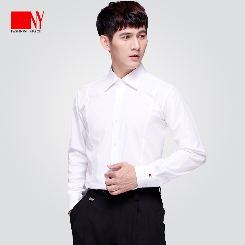 Nayi Dancing Dress Men's Shirt Business Performance Dress National Standard Dance Modern Dance Practice Competition Shirt Long Sleeve Slim Fit