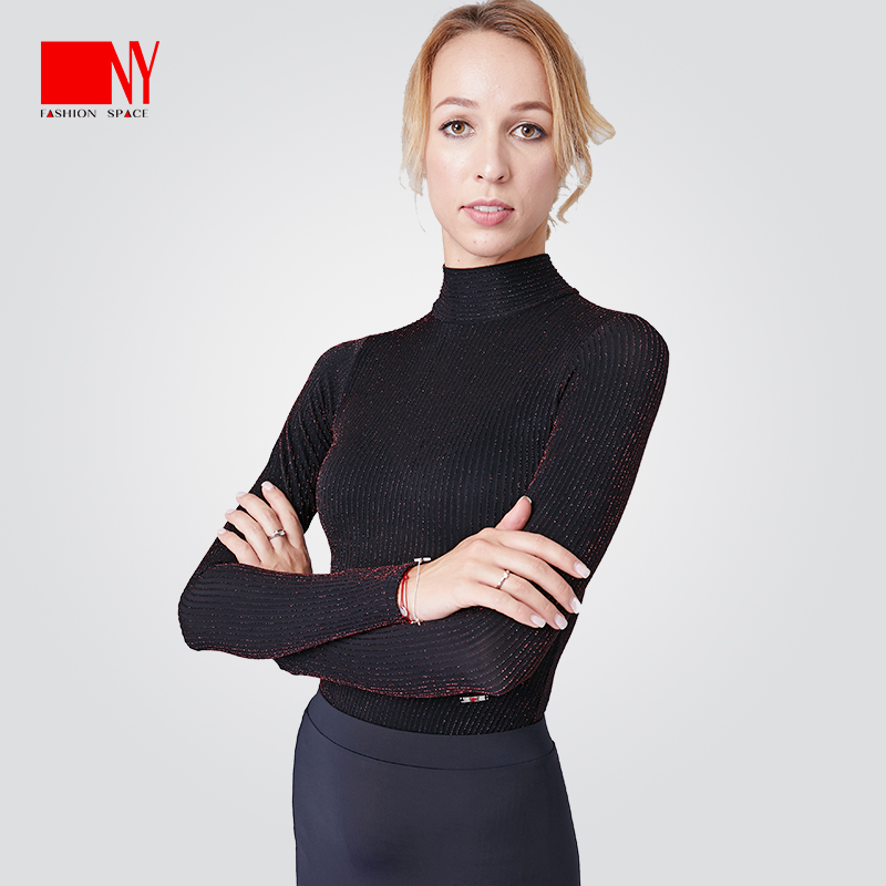 NY Na Yi new modern dance suit Women's dance suit color strip high collar with body suit practice suit long sleeve national standard dance