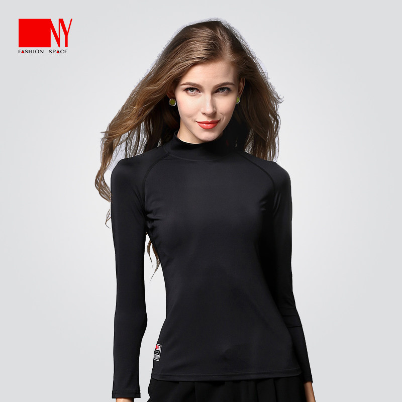 Nayi clothing women's high-necked modern dance top black 7-point sleeve dance clothing national standard dancer practice dance clothing