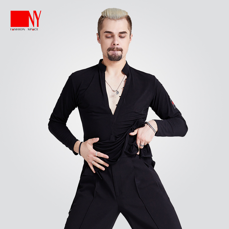 NY nery Latin dance suit 2021 new summer men's blouses practice dance suit V collar body dress dancing suit professional dance suit 