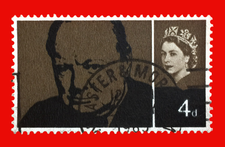 Foreign stamps 1586 Britain's Queen Elizabeth celebrity Prime Minister Winston Churchill