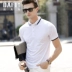 Dafken 2019 quần áo mùa hè nam áo thun trắng tinh khiết nam áo thun ngắn tay nam ve áo Slim thanh niên - Áo phông ngắn áo phông nam tay ngắn đẹp Áo phông ngắn