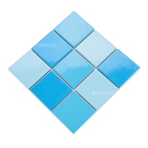 Gray blue ceramic mosaic pool floor decorated shower room wall with balcony