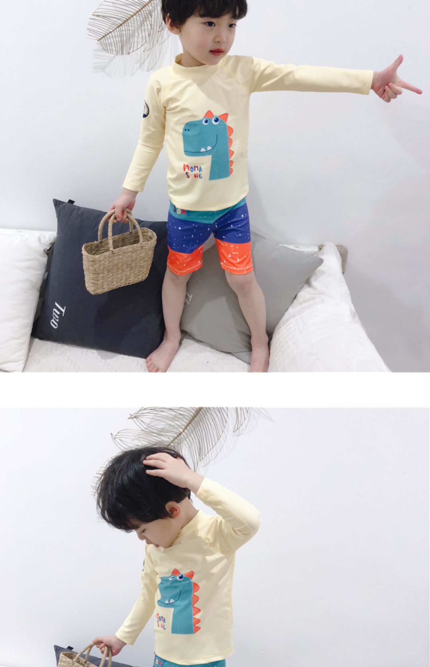 Áo tắm cho bé trai Bộ đồ đôi màu sắc thân cây Quần bé trai lớn Kem chống nắng ấm cho bé Bộ đồ bơi - Bộ đồ bơi của Kid đồ bơi cho bé gái 12 tuổi