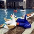 Dễ thương bé trai và bé gái Hàn Quốc bơi vòng bé flamingo kỳ lân bơi vòng nhỏ phim hoạt hình trẻ em giữa nhẫn - Cao su nổi phao bơi tròn cho bé Cao su nổi