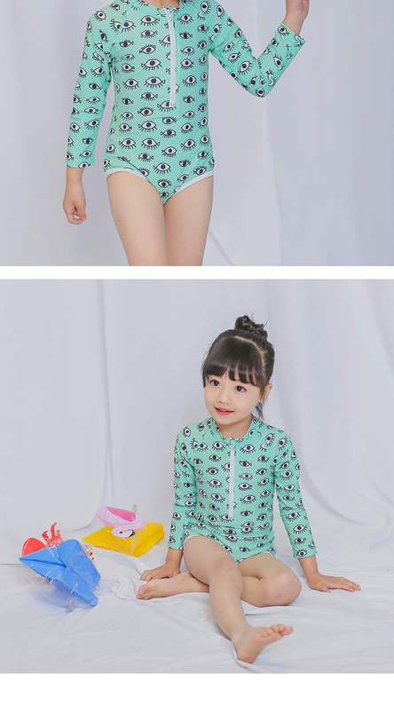 2019 áo tắm trẻ em mới của INS đôi mắt dễ thương bé trai và bé gái áo chống nắng dài tay đội mũ bơi - Bộ đồ bơi của Kid đồ bơi cho be trai 10 tuổi