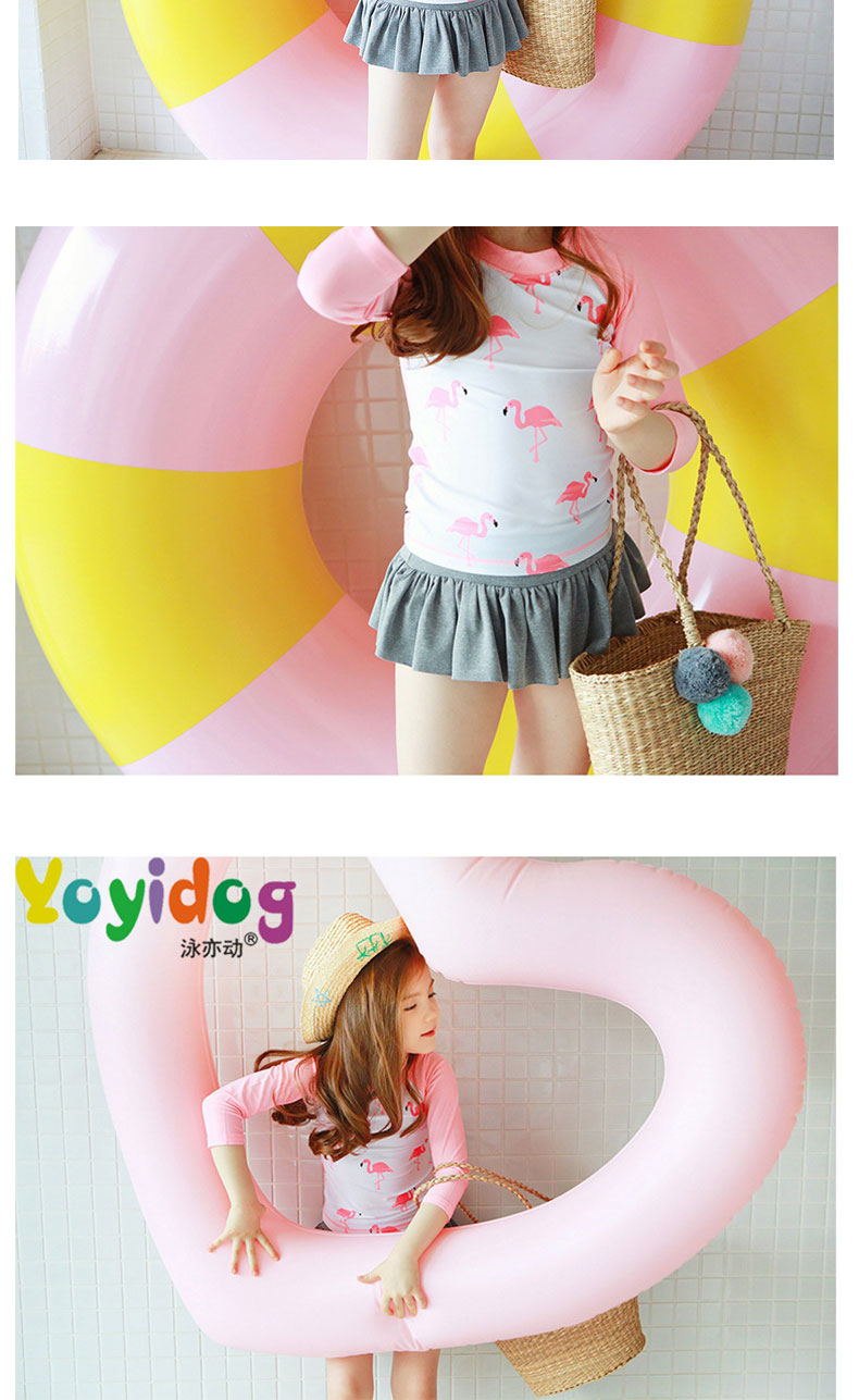 Đồ bơi trẻ em Hàn Quốc bé gái nhỏ bé trai lớn dễ thương chia đôi váy flamingo công chúa váy chống nắng - Bộ đồ bơi của Kid đồ bơi bé gái tay dài