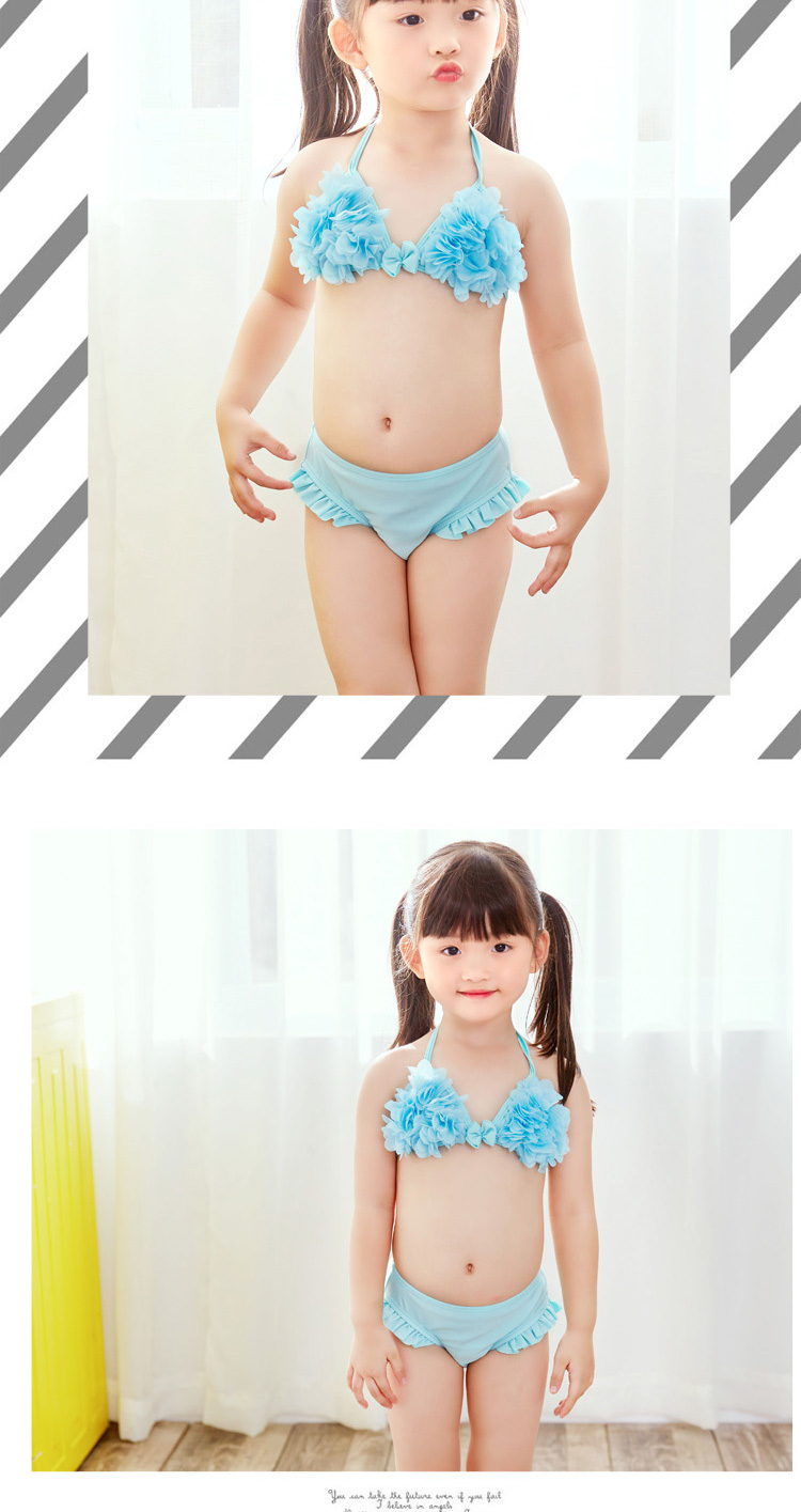 Đồ bơi trẻ em Hàn Quốc mới cho bé gái nàng tiên cá nhỏ giữa bikini bikini tam giác lò xo ba mảnh đồ bơi elsa