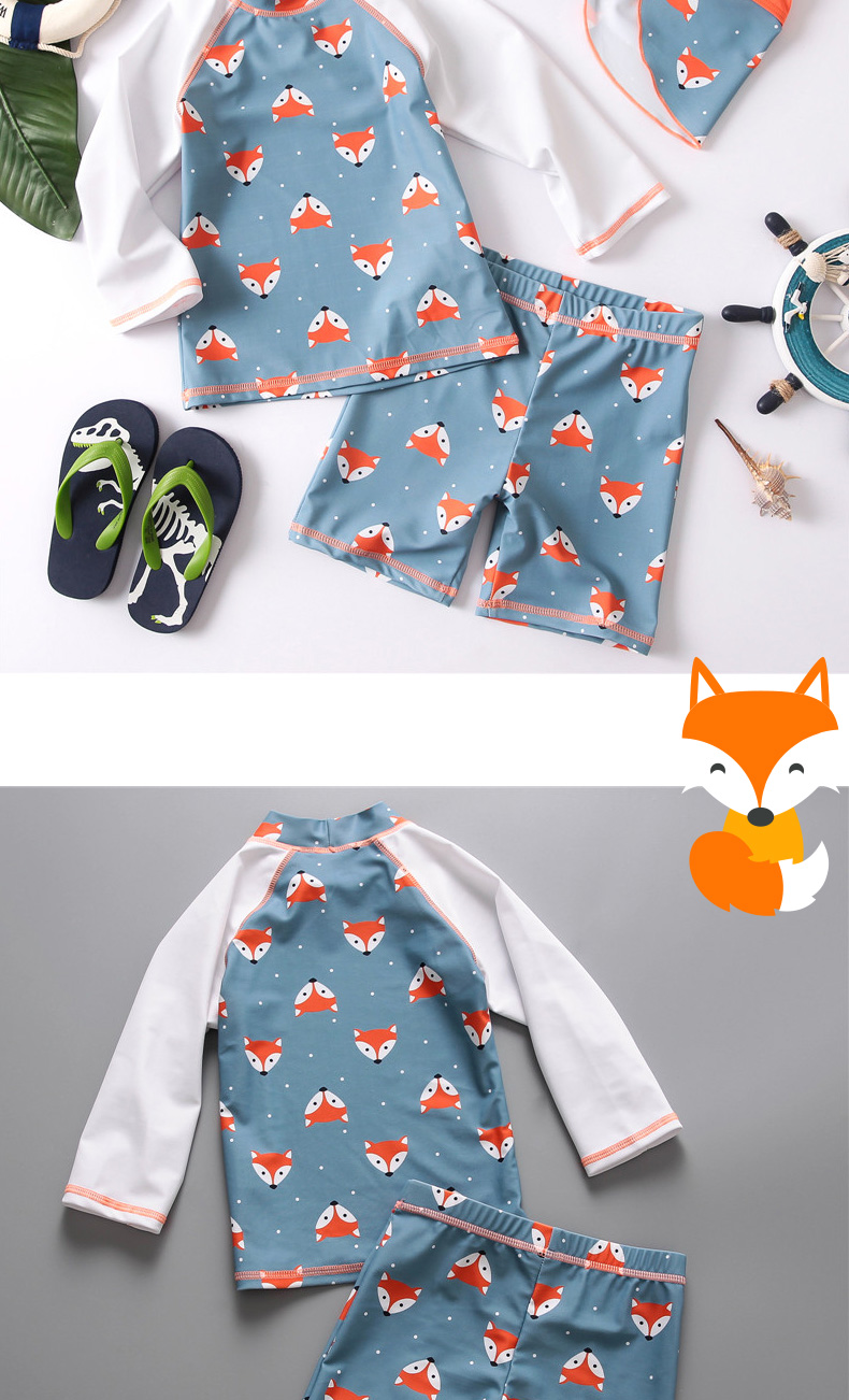 Áo tắm trẻ em Hàn Quốc dễ thương kiểu dáng con cáo dài tay áo tắm chia tay áo chống nắng quần áo lướt quần - Bộ đồ bơi của Kid đồ bơi cho trẻ