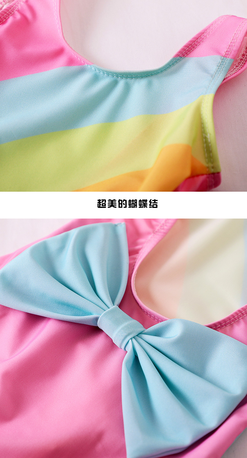 2019 trẻ em mới áo tắm một mảnh bé gái dễ thương màu áo tắm một mảnh cô gái cầu vồng - Bộ đồ bơi của Kid đồ bơi be gái 8 tuổi