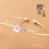Vòng tay Sakura nữ S925 sterling bạc cá tính văn học sinh viên vòng tay bạc Hàn Quốc đơn giản vòng tay người yêu món quà sáng tạo - Vòng đeo tay Cuff