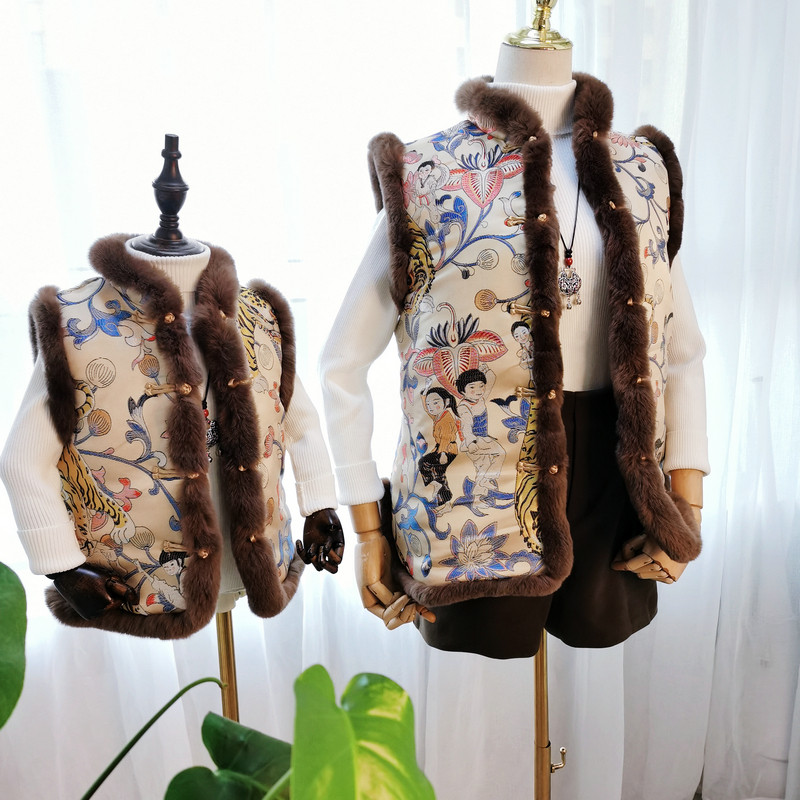 Real Mao Winter's new ancient style Chinese style Chinatown Chinese style Chinese Wind Kini Dress Thickened Beiyenfu Open Brow cotton Machia-Taobao